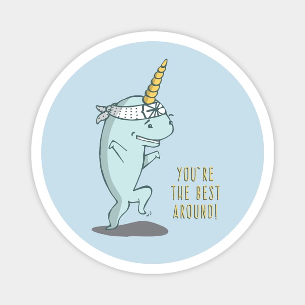 Karate Narwhal Magnet by tamiboyce